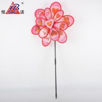 Plastic Double Flower Flashing Windmill Toy For Kids